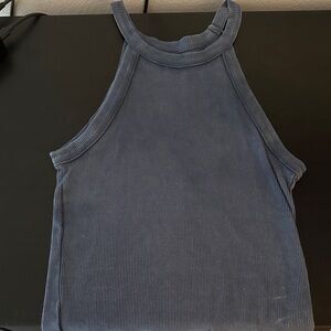 American Eagle- Slate blue ribbed high neck tank top